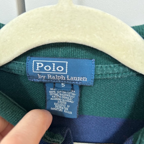 Polo Ralph Lauren Green Yellow Navy Short Sleeve Polo sz 5 - red logo - Picture 2 of 7